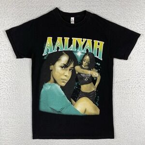 Aaliyah Shirt Womens Small Black‎ Tee American Singer Actress R&B Hip Hop Music